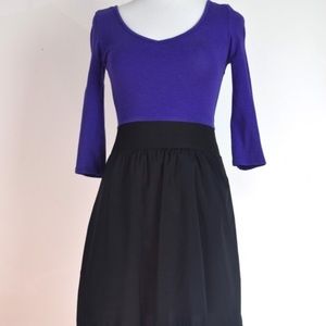 Purple & Black Color Block Dress